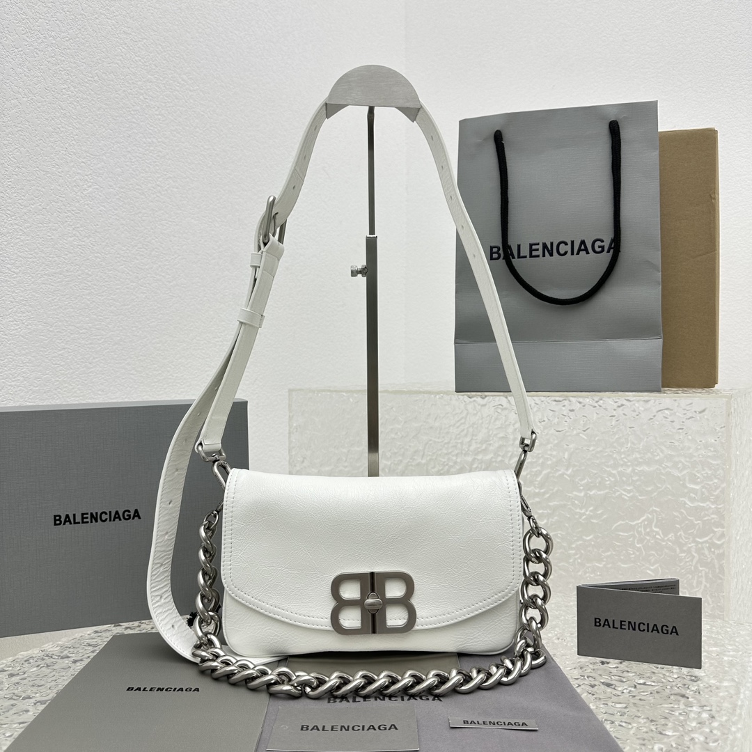 Balenciaga Crossbody & Shoulder Bags Black White Unisex Cowhide Casual