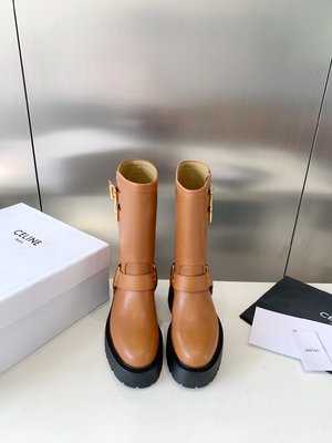 Celine Martin Boots Cowhide Genuine Leather TPU