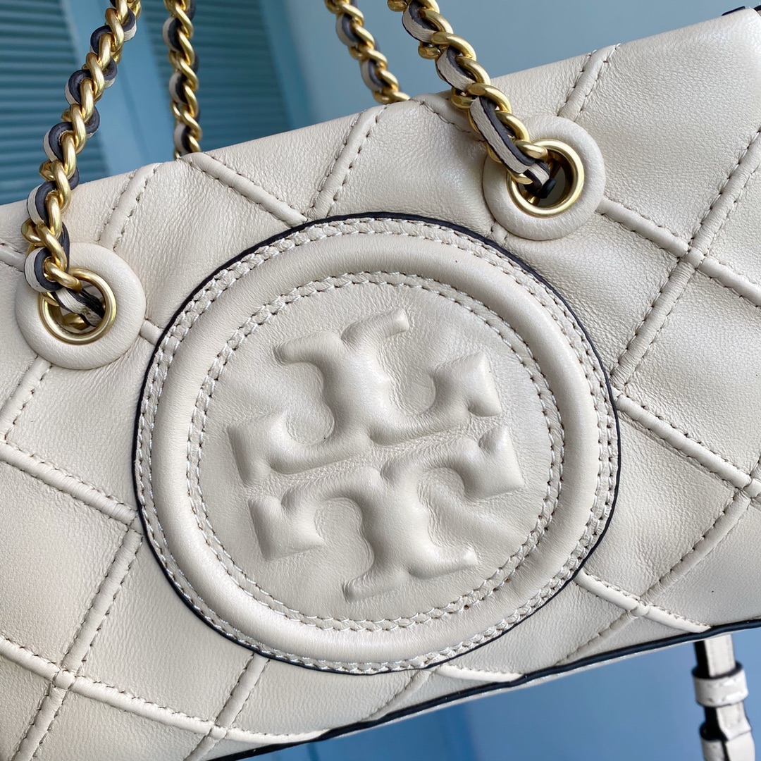 Tory Burch ～TB新款Fleming迷你手拎斜挎包 迷你号 选用柔软羊皮精心打造 焕新融入菱形褶饰