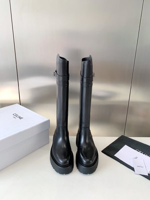 Celine Long Boots Martin Boots Cowhide Genuine Leather TPU