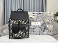 Dior AAA+
 Bags Backpack Beige Black Yellow Printing Cowhide Knitting Nylon Oblique