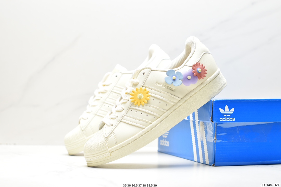 Adidas Originals Superstar ”Sail/Green/Lace” Shell Toe Series Low-top Sneakers HR0463