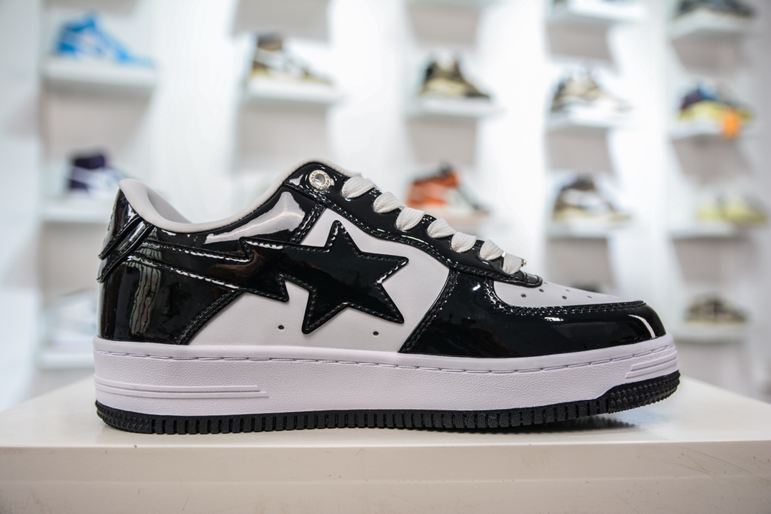 T version of Bape Sta To Low ape head classic patent leather low-top sports casual sneakers