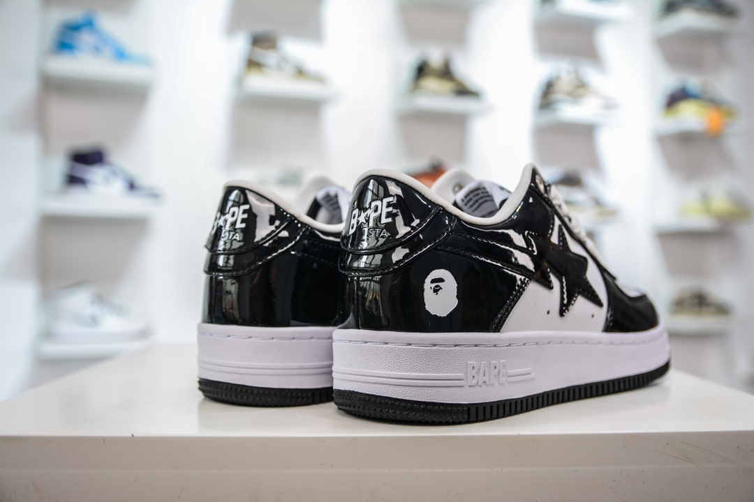 T version of Bape Sta To Low ape head classic patent leather low-top sports casual sneakers