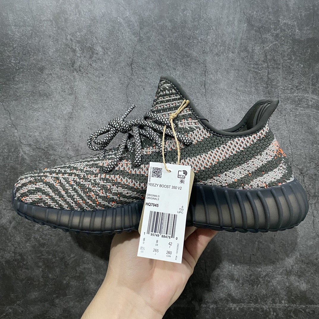 Top BASF version Yeezy350 V2 Gray Orange 3.0 Angel Laces Reflective Edition HQ7045