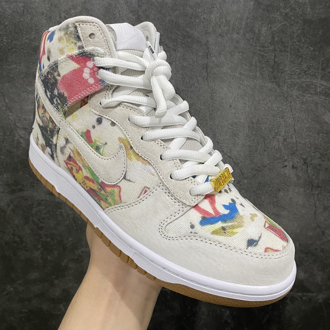 Top version Supreme x NK Dunk SB High ”Rammellzee” joint high-top casual sneakers FD8779-100