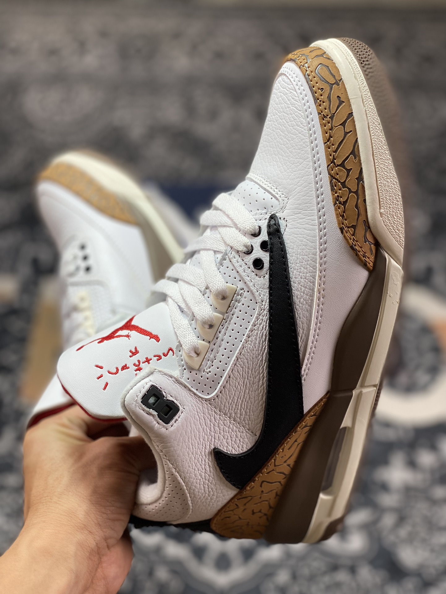 Travis Scott x Ai Jordan 3 Retro Jordan 3 White Brown Barbed Hook CT8532-120