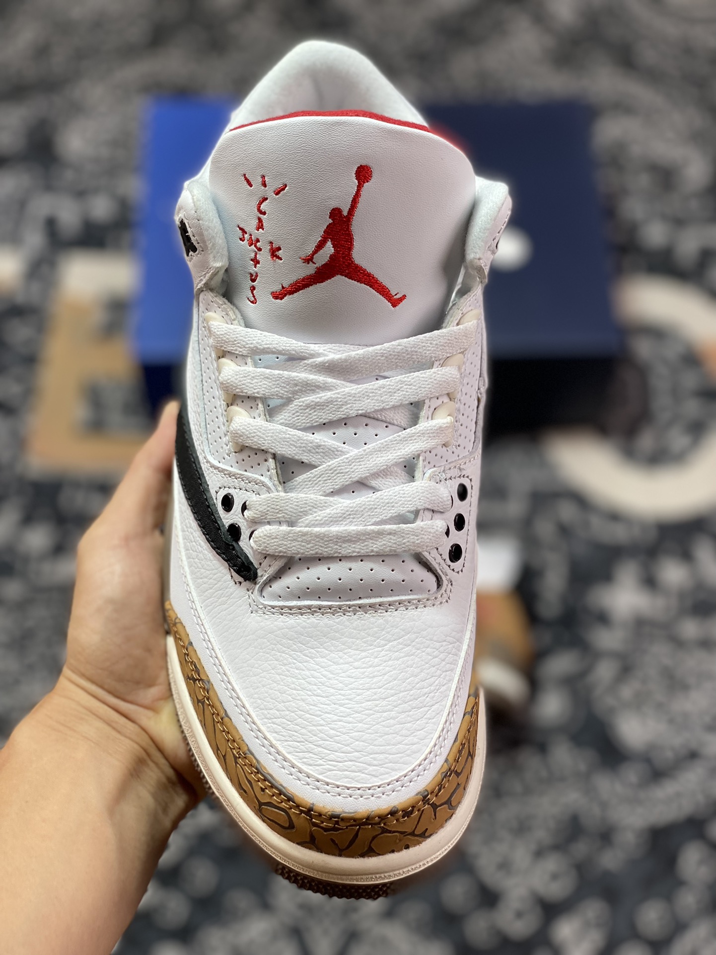 Travis Scott x Ai Jordan 3 Retro Jordan 3 White Brown Barbed Hook CT8532-120