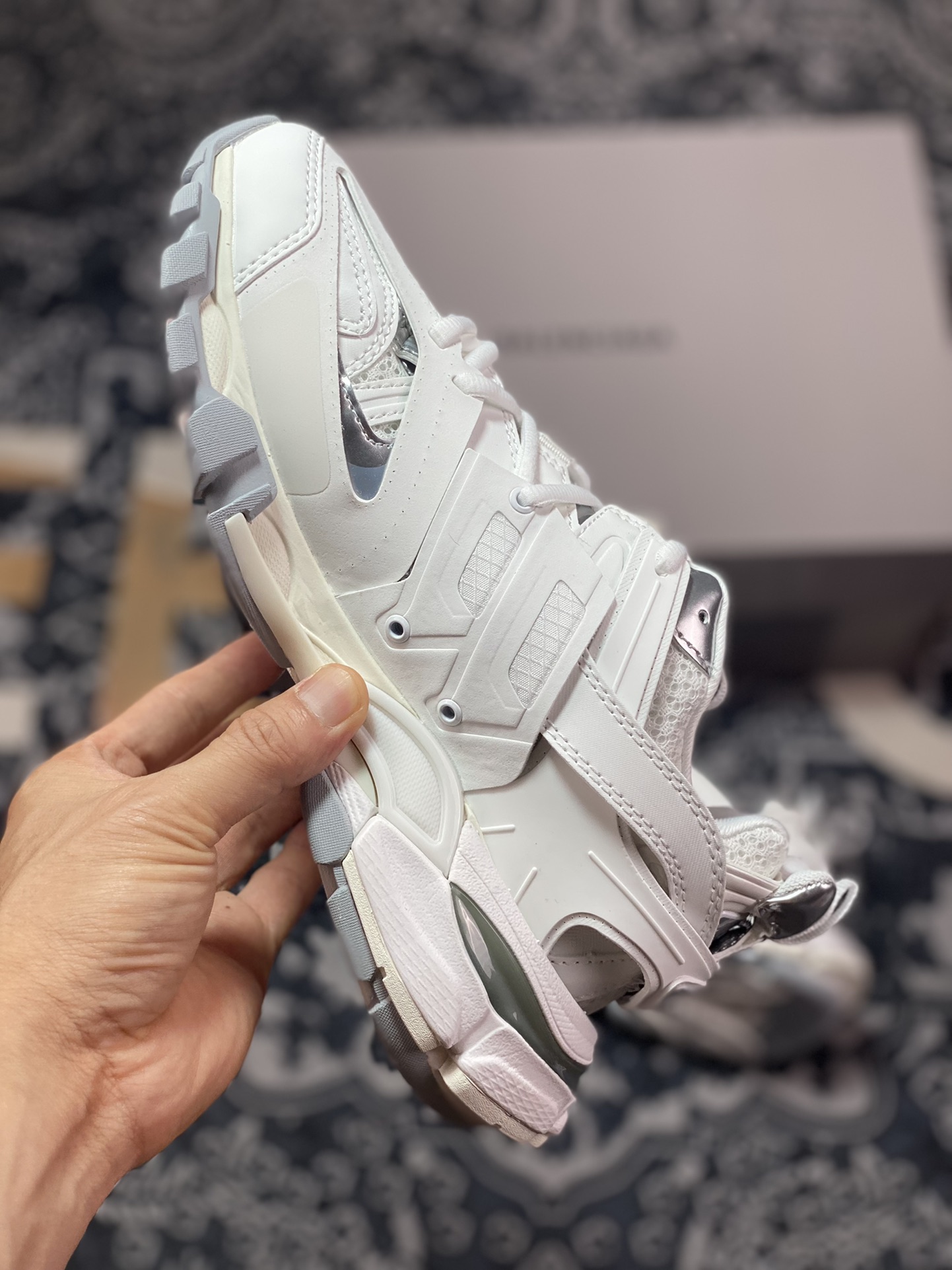 BALENCIAGA Track Trainers 3.0 Retro Wild Running Grandpa Jogging Shoes ”White Mud Gray Space Silver” 542436 W2FSC 9081