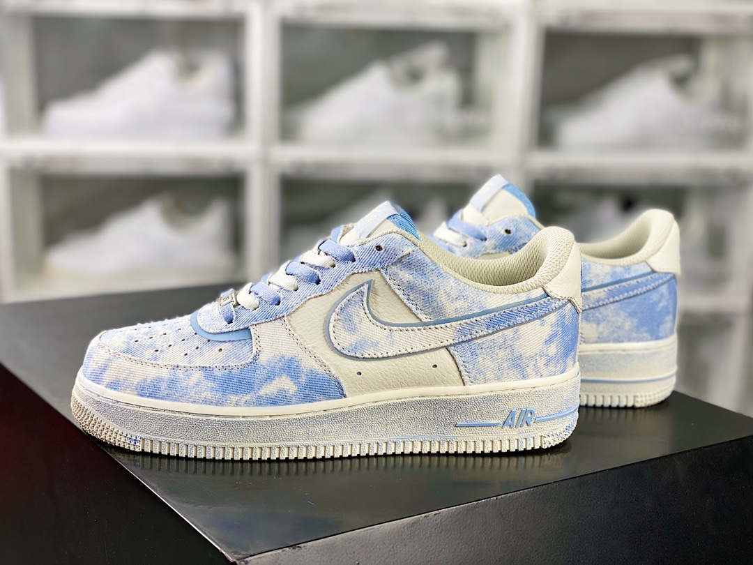 240 Nike Air Force 1′07 Low”Exclusive Denim”空军一号板鞋“米白浅蓝牛仔布做旧”FB0607-022