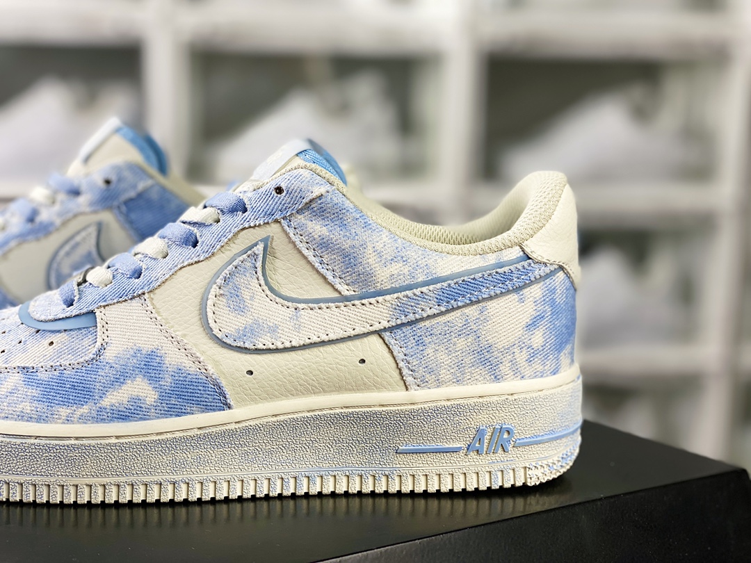 240 Nike Air Force 1′07 Low”Exclusive Denim”空军一号板鞋“米白浅蓝牛仔布做旧”FB0607-022