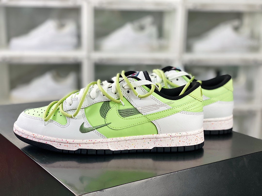 SB Dunk Low ”Multi-Color/Swoosh” dunk series low-top sneakers ”white fluorescent green and yellow rope triple hook” FD4623-148