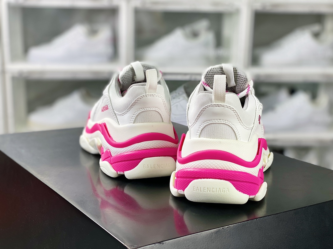 360 Balenciaga Triple S Clear Sole Sneaker”Pink/Black LOGO”时装球鞋“芭比粉黑LOGO”524039 W1FC3 9023