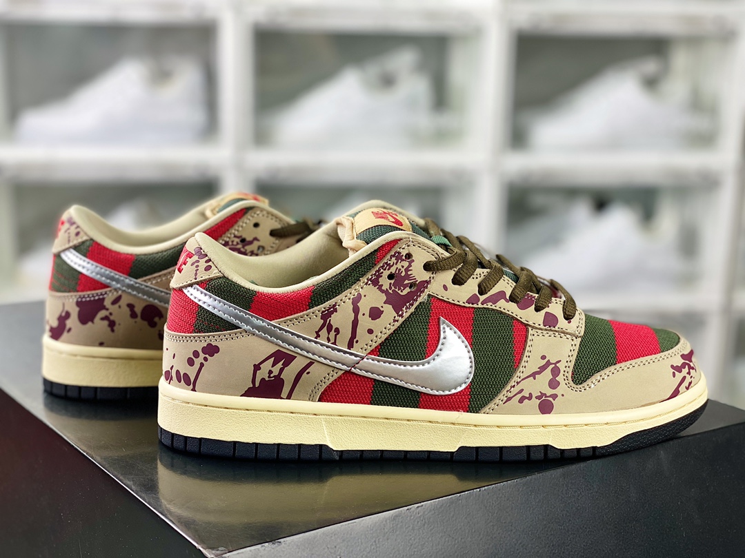 SB Dunk Low Premium ”Dark Chocolate Linen” Dunk series low-top casual sports skateboard shoes ”Freddy Krueger” Nightmare on Elm Street 313170-202