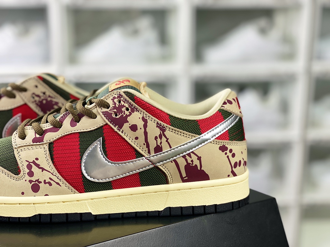 SB Dunk Low Premium ”Dark Chocolate Linen” Dunk series low-top casual sports skateboard shoes ”Freddy Krueger” Nightmare on Elm Street 313170-202