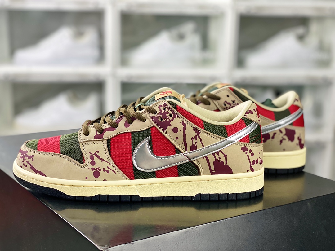 SB Dunk Low Premium ”Dark Chocolate Linen” Dunk series low-top casual sports skateboard shoes ”Freddy Krueger” Nightmare on Elm Street 313170-202