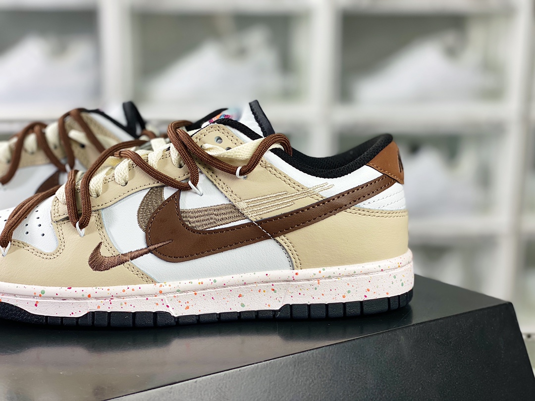 SB Dunk Low ”Multi-Color/Swoosh” Dunk Series Low-top Sneakers ”Brown, White and Brown Tie Rope Three Hooks” FD4623-149