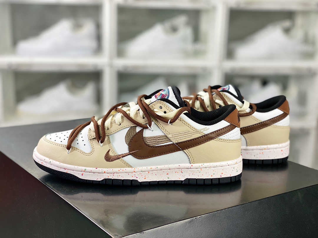 SB Dunk Low ”Multi-Color/Swoosh” Dunk Series Low-top Sneakers ”Brown, White and Brown Tie Rope Three Hooks” FD4623-149