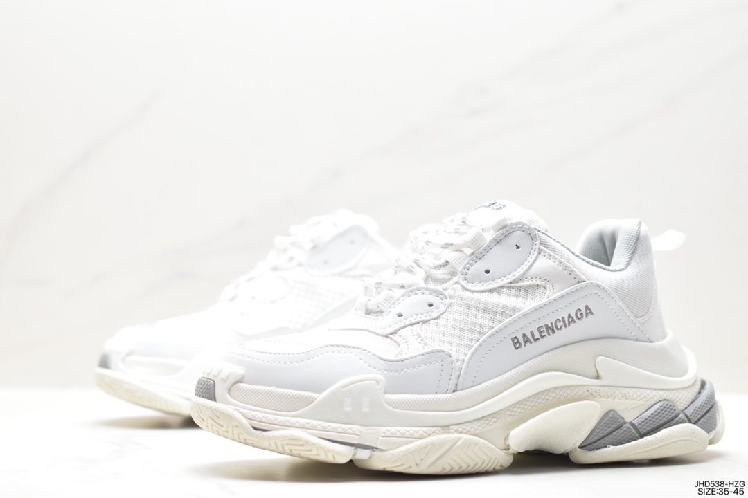 190 巴黎世家Balenciaga Triple S Clear Sole Sneaker”Black/White/Red”时装球鞋“做旧黑白红” 524039 W2FW1 4800