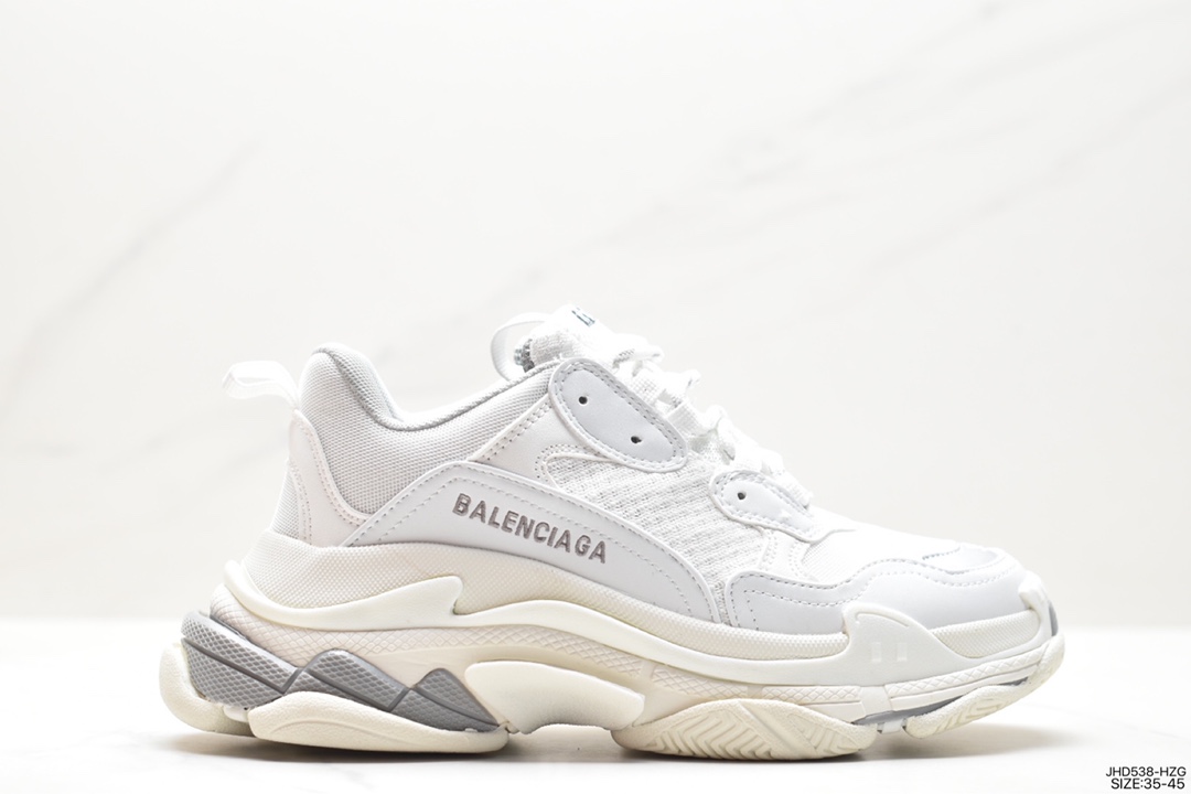 190 巴黎世家Balenciaga Triple S Clear Sole Sneaker”Black/White/Red”时装球鞋“做旧黑白红” 524039 W2FW1 4800