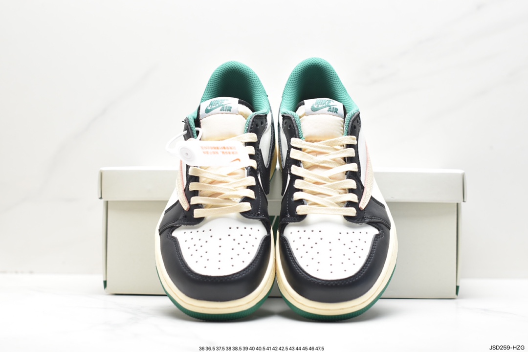 fragment design x Travis Scott x Nike Air Jordan 1 Low OG SP ”Black/Green Toe” AJ1 Jordan first generation basketball shoes DM7866-128