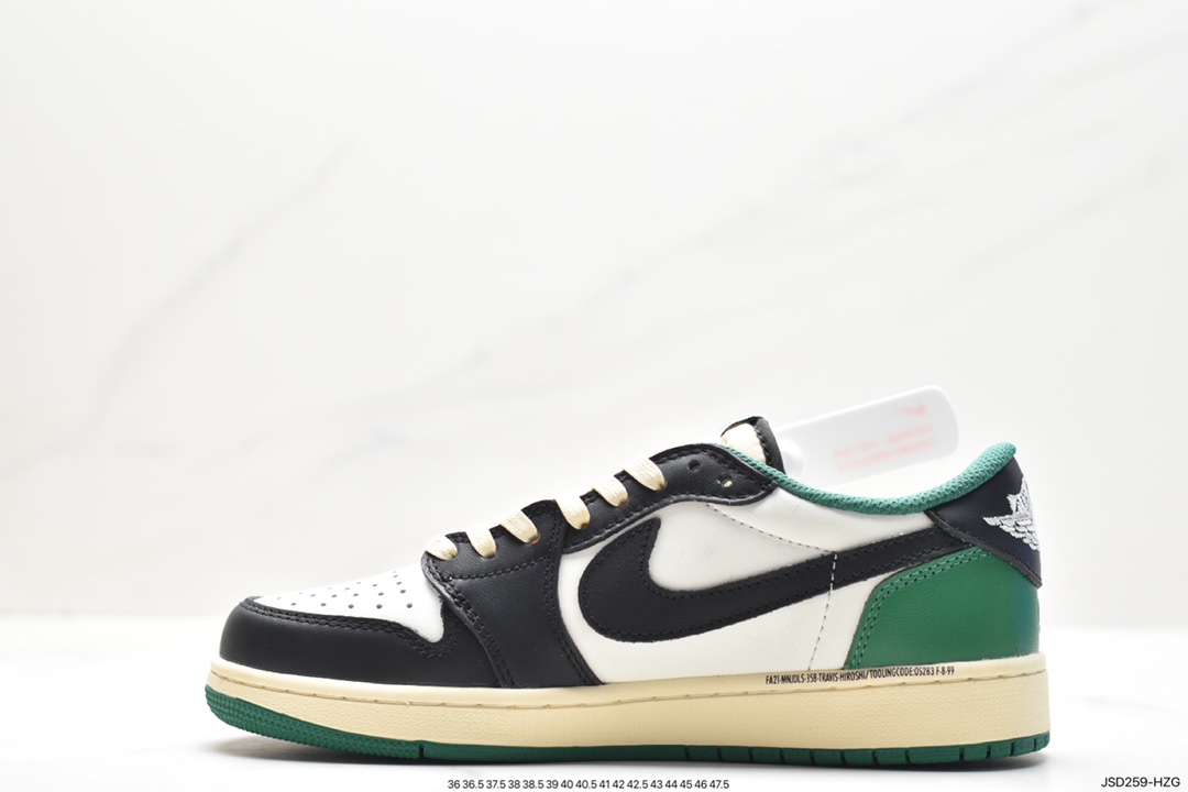 fragment design x Travis Scott x Nike Air Jordan 1 Low OG SP ”Black/Green Toe” AJ1 Jordan first generation basketball shoes DM7866-128