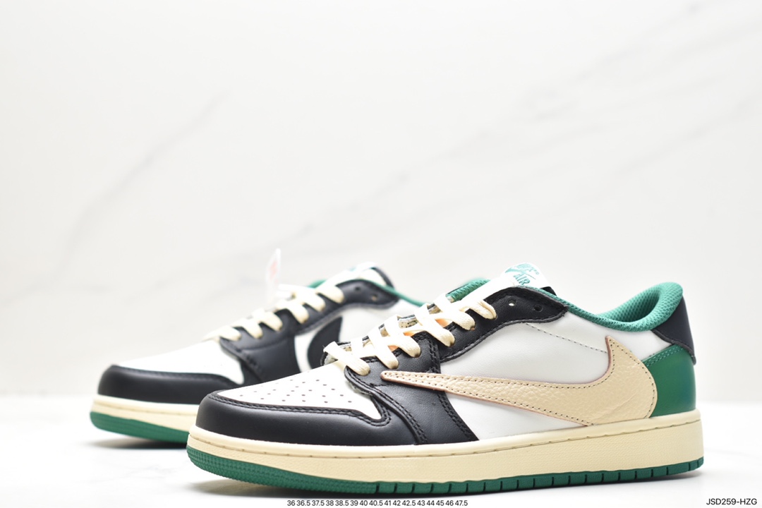 fragment design x Travis Scott x Nike Air Jordan 1 Low OG SP ”Black/Green Toe” AJ1 Jordan first generation basketball shoes DM7866-128