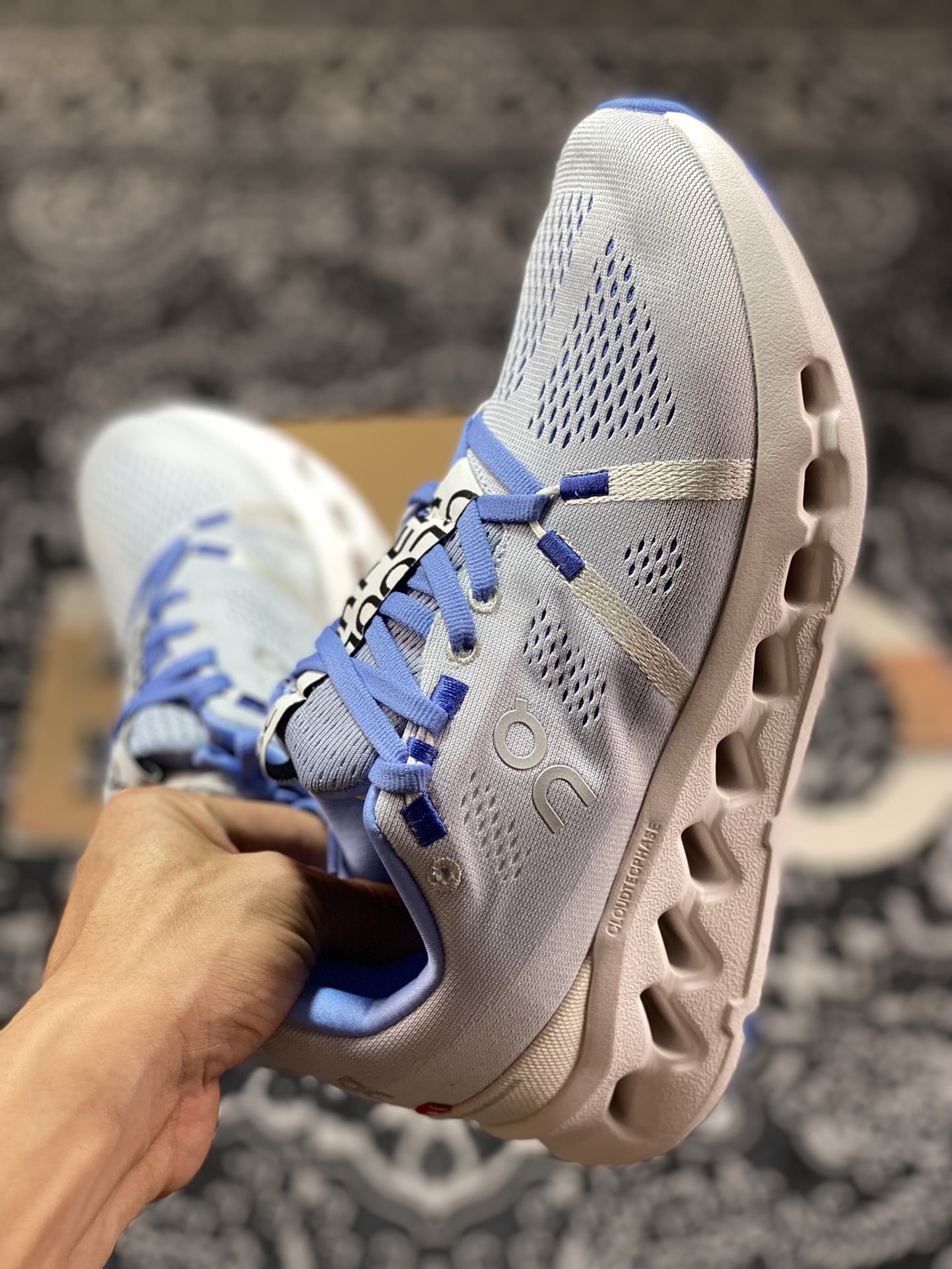 ON Running Cloudsurfer Road Rod Series Low-top Thick-soled Jogging Shoes ”Mesh Light Blue and White” 3WD10441203