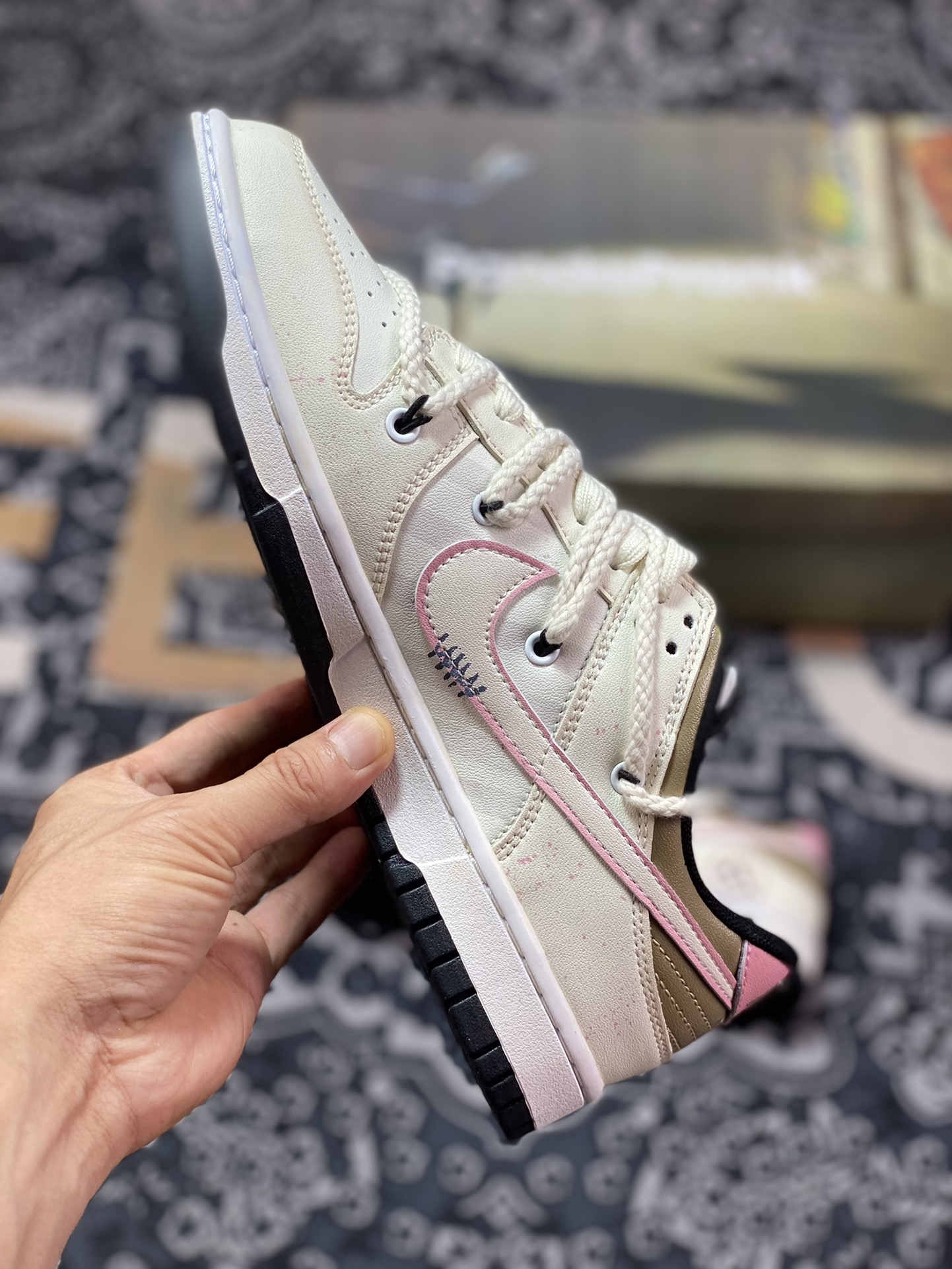 Nike SB Dunk Low GS ”Beige/Pink” Dunk series low-top sneakers ”Off-white return non-panda tie rope” DD1391-100