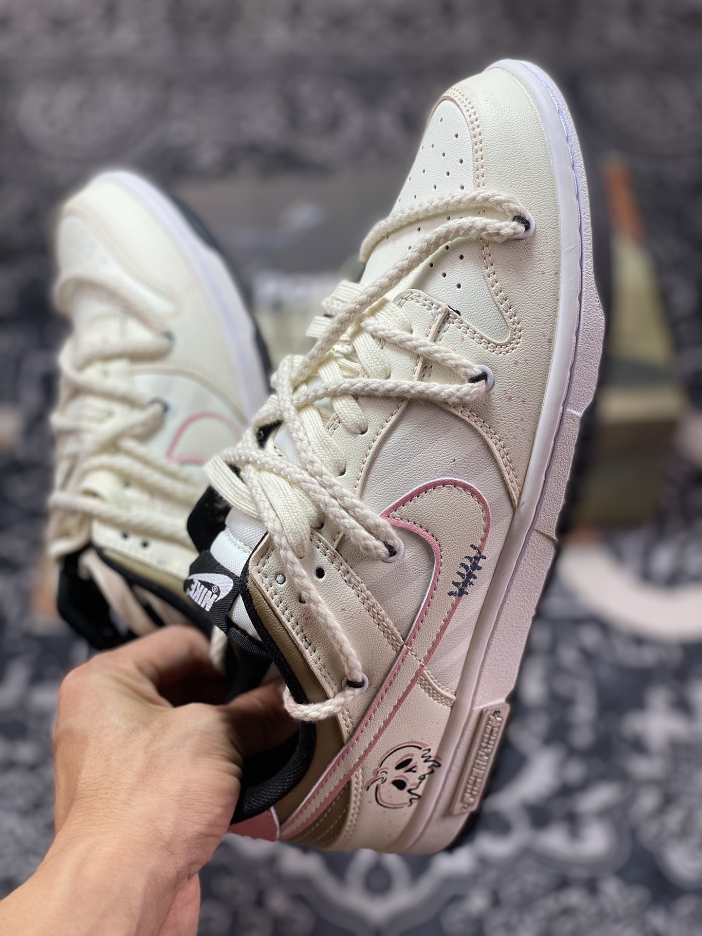 Nike SB Dunk Low GS ”Beige/Pink” Dunk series low-top sneakers ”Off-white return non-panda tie rope” DD1391-100