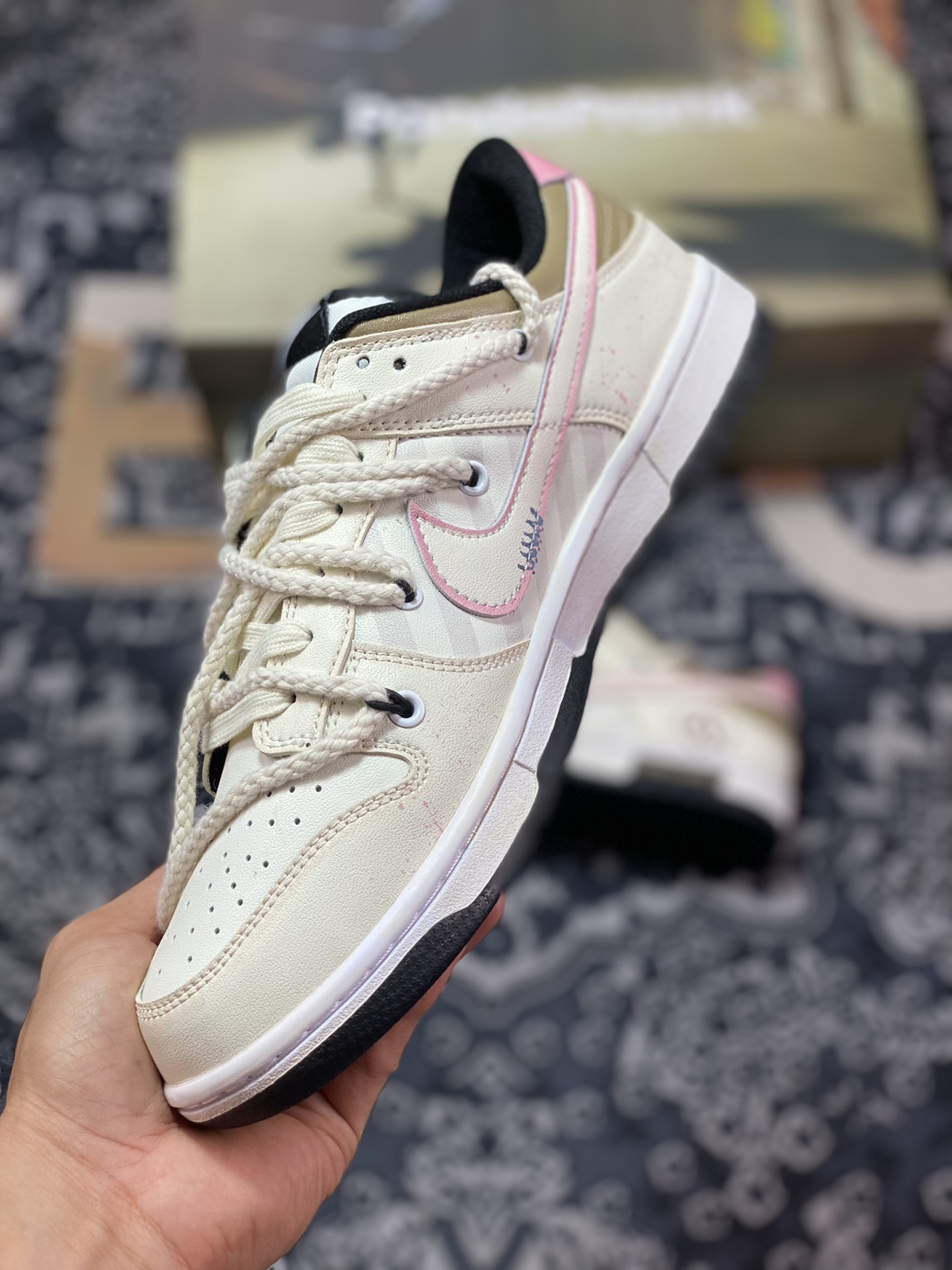 Nike SB Dunk Low GS ”Beige/Pink” Dunk series low-top sneakers ”Off-white return non-panda tie rope” DD1391-100