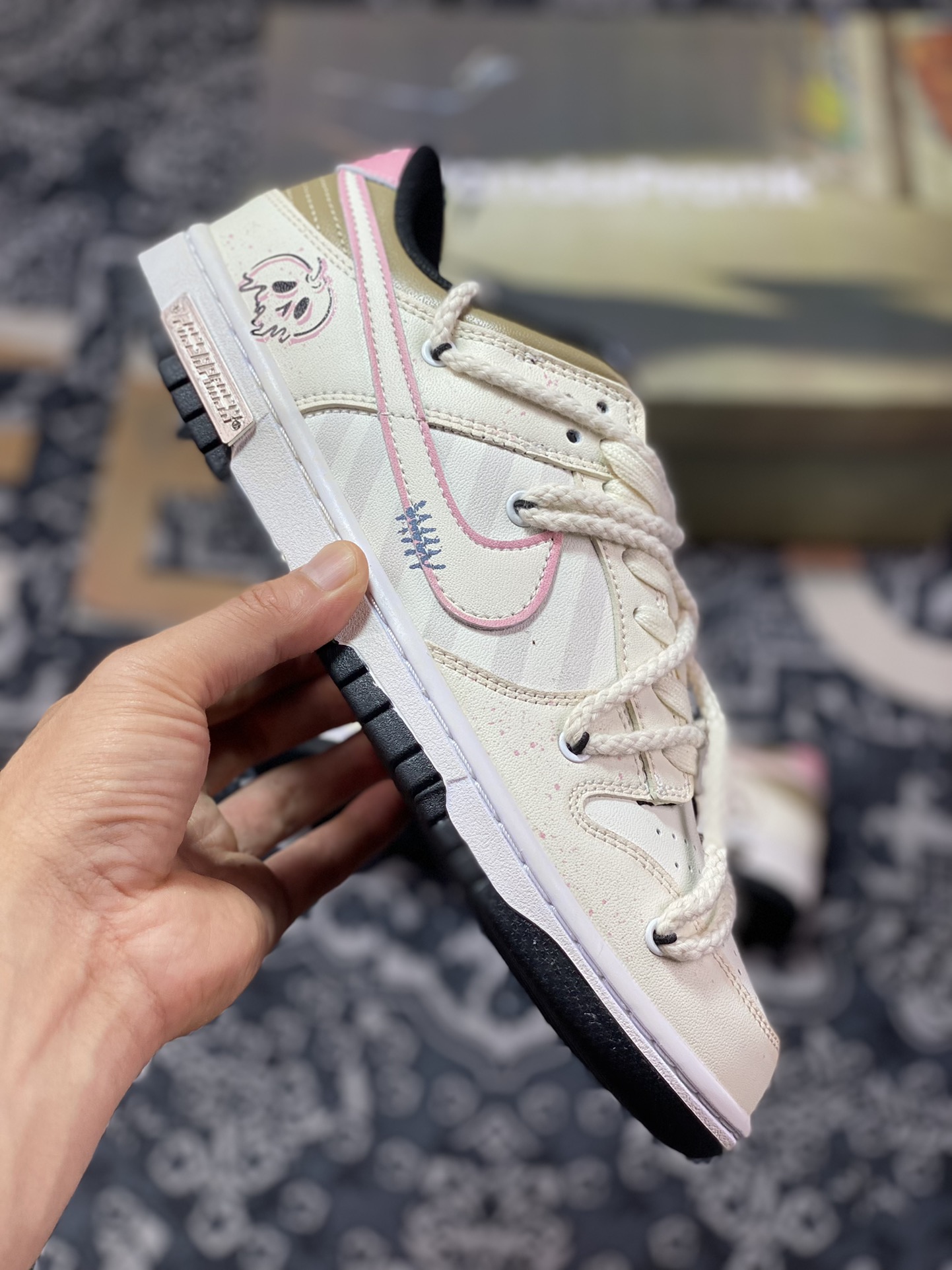 Nike SB Dunk Low GS ”Beige/Pink” Dunk series low-top sneakers ”Off-white return non-panda tie rope” DD1391-100