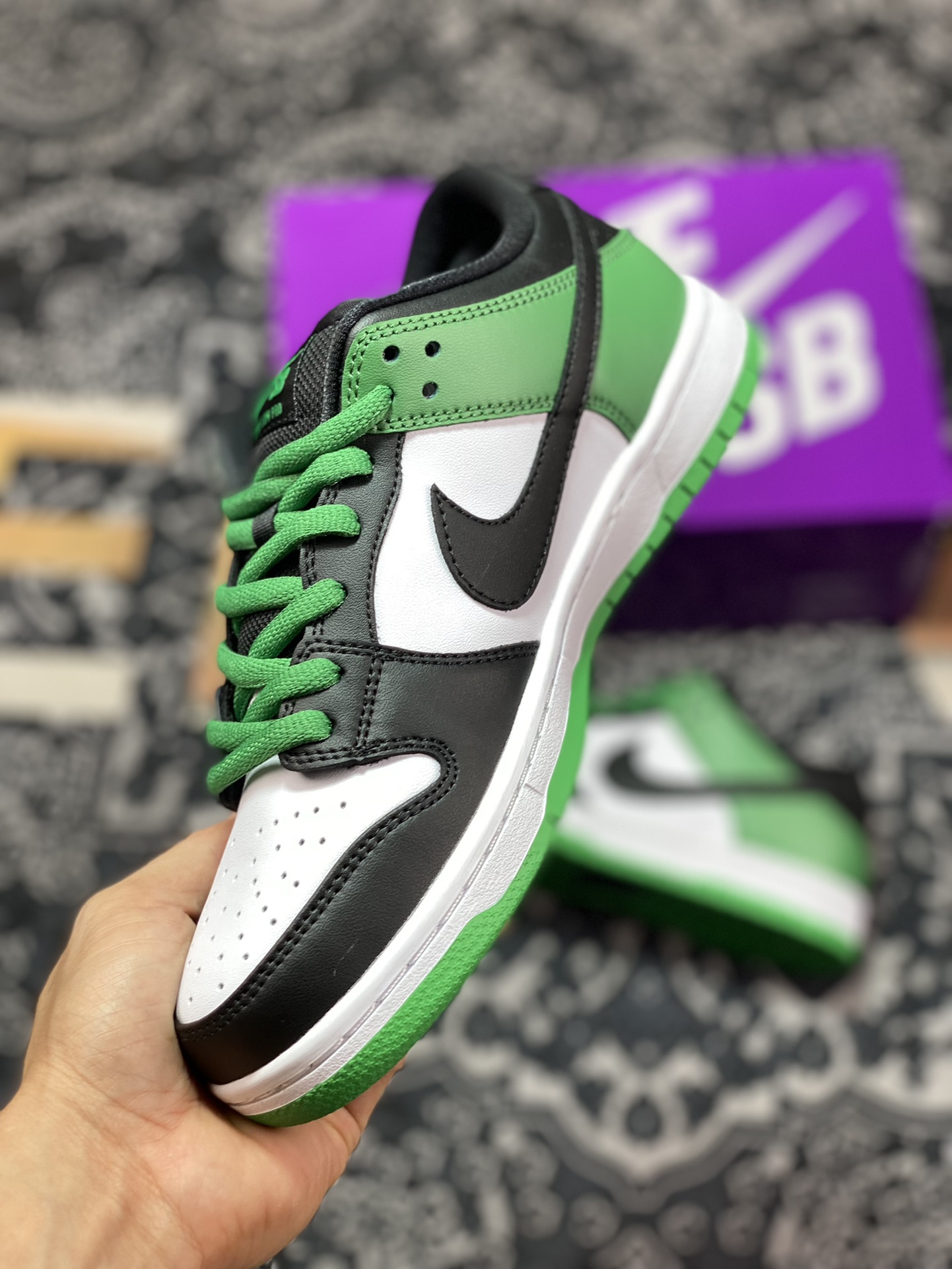 NK Dunk SB Low Pro ”Classic Green” white, black and green low-top casual sports shoes BQ6817-302