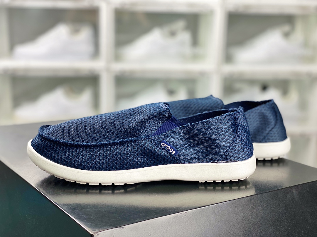 Crocs Santa Cruz HC Slip On Santa Cruz series summer leisure breathable quick-drying slip-on lazy shoes ”net woven navy blue and white” 205674-410