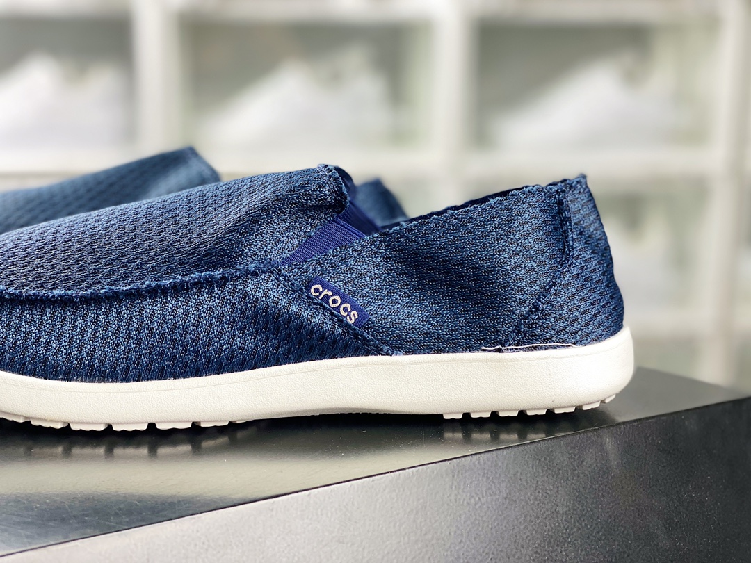 Crocs Santa Cruz HC Slip On Santa Cruz series summer leisure breathable quick-drying slip-on lazy shoes ”net woven navy blue and white” 205674-410