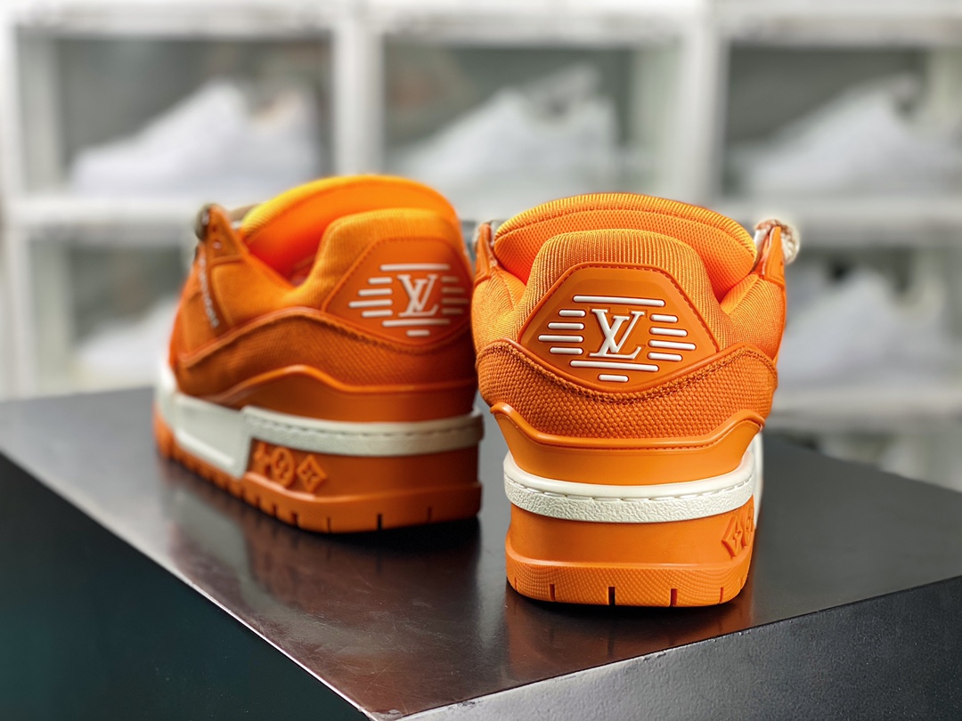 LVLouis Vuitton Trainer Maxi Low Sneaker Bread version Maxi series low-top sneakers ”Orange Linen” 1ABM2Y