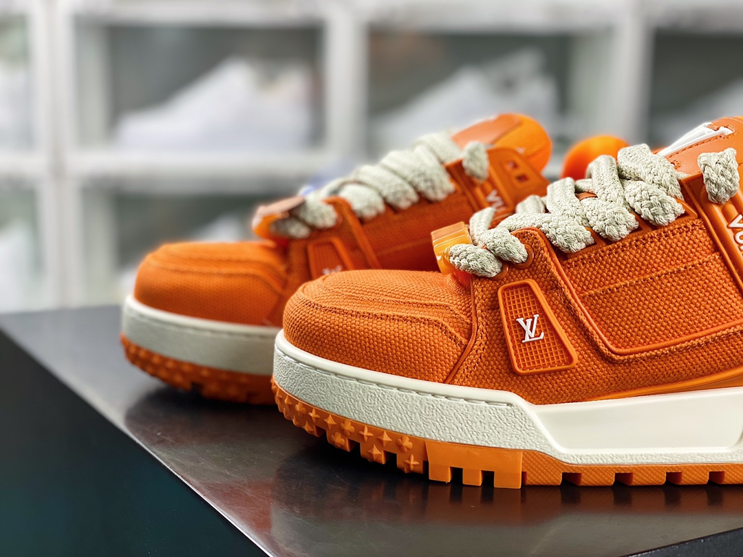 LVLouis Vuitton Trainer Maxi Low Sneaker Bread version Maxi series low-top sneakers ”Orange Linen” 1ABM2Y