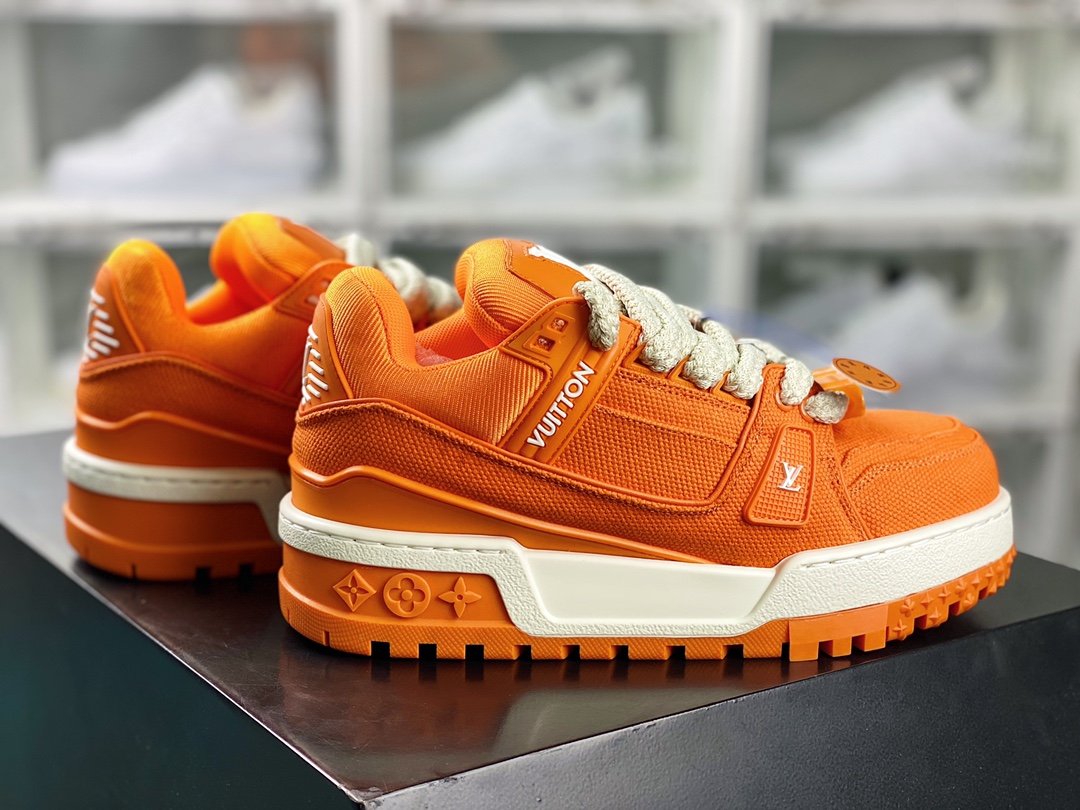 LVLouis Vuitton Trainer Maxi Low Sneaker Bread version Maxi series low-top sneakers ”Orange Linen” 1ABM2Y