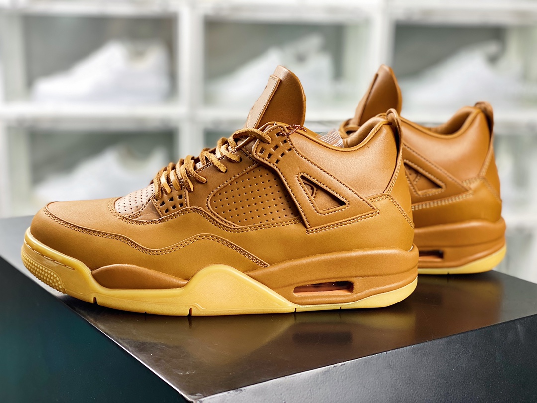 Air Jordan 4 Retro Premium ”Ginger Wheat” AJ4 mid-top basketball shoes ”Wheat Peak Yellow Boots” 819139-205