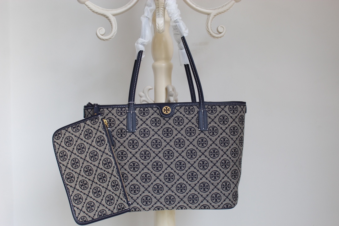 Tory Burch ～Tory Burch最新款老花拉链购物袋