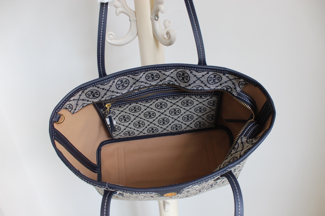 Tory Burch ～Tory Burch最新款老花拉链购物袋