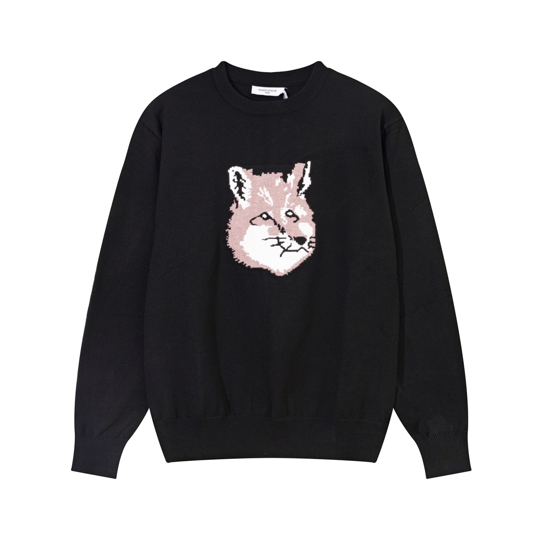 2023 Classic Fox Head Sweater by Maison Kitsune in Black, Unisex, Various Sizes