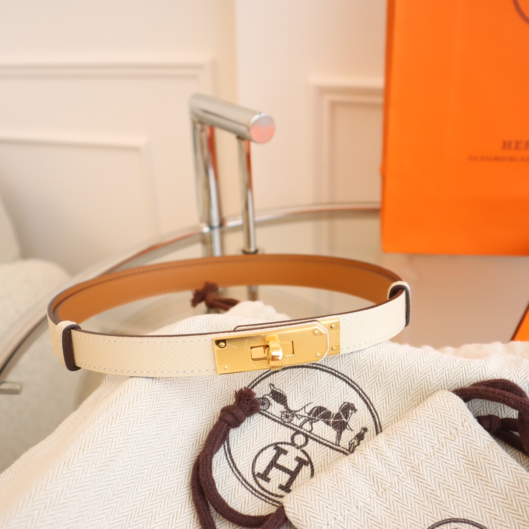 Hermès 凯利女款皮带，EPSOM进口小牛皮，圆型转动扣，长度可调节，一带通用码，百搭，宽度 1.8cm