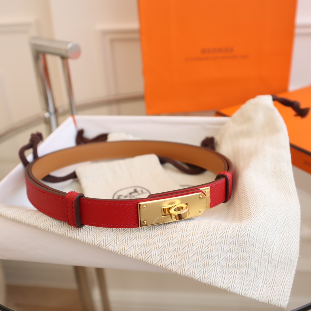 Hermès 凯利女款皮带，EPSOM进口小牛皮，圆型转动扣，长度可调节，一带通用码，百搭，宽度 1.8cm