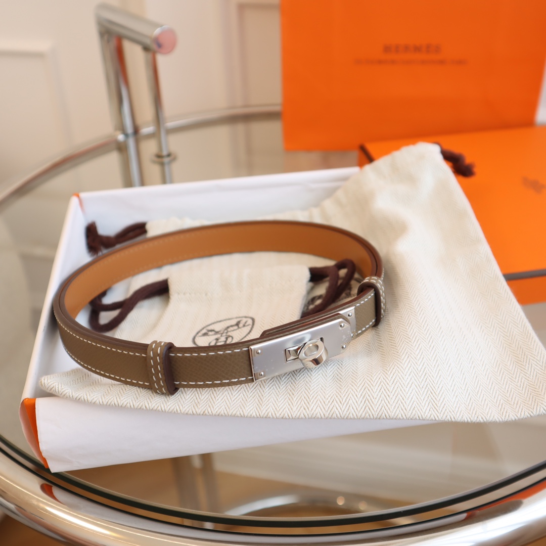 Hermès 凯利女款皮带，EPSOM进口小牛皮，圆型转动扣，长度可调节，一带通用码，百搭，宽度 1.8cm