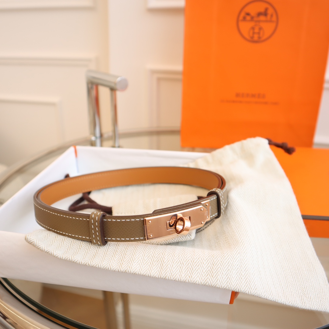 Hermès 凯利女款皮带，EPSOM进口小牛皮，圆型转动扣，长度可调节，一带通用码，百搭，宽度 1.8cm