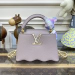 Louis Vuitton LV Capucines New
 Bags Handbags Designer 7 Star Replica
 Purple White Taurillon Shell Mini M22122