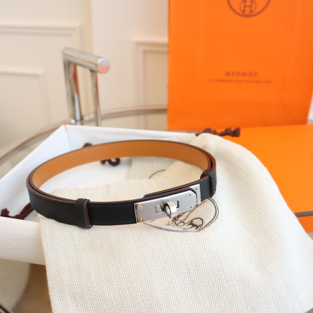 Hermès 凯利女款皮带，EPSOM进口小牛皮，圆型转动扣，长度可调节，一带通用码，百搭，宽度 1.8cm