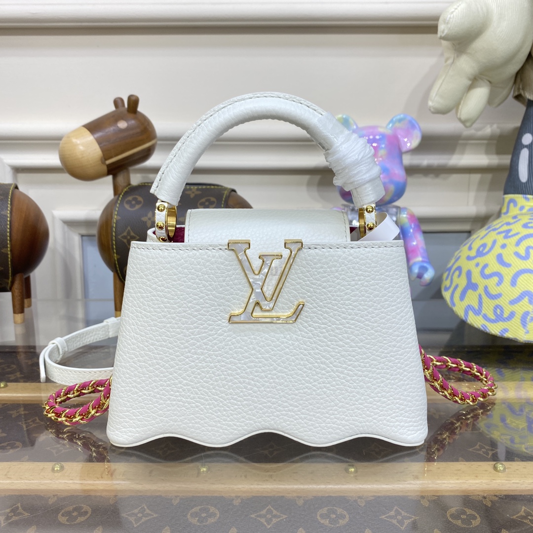 Louis Vuitton LV Capucines AAAAA+
 Bags Handbags Purple White Taurillon Shell Mini M22122