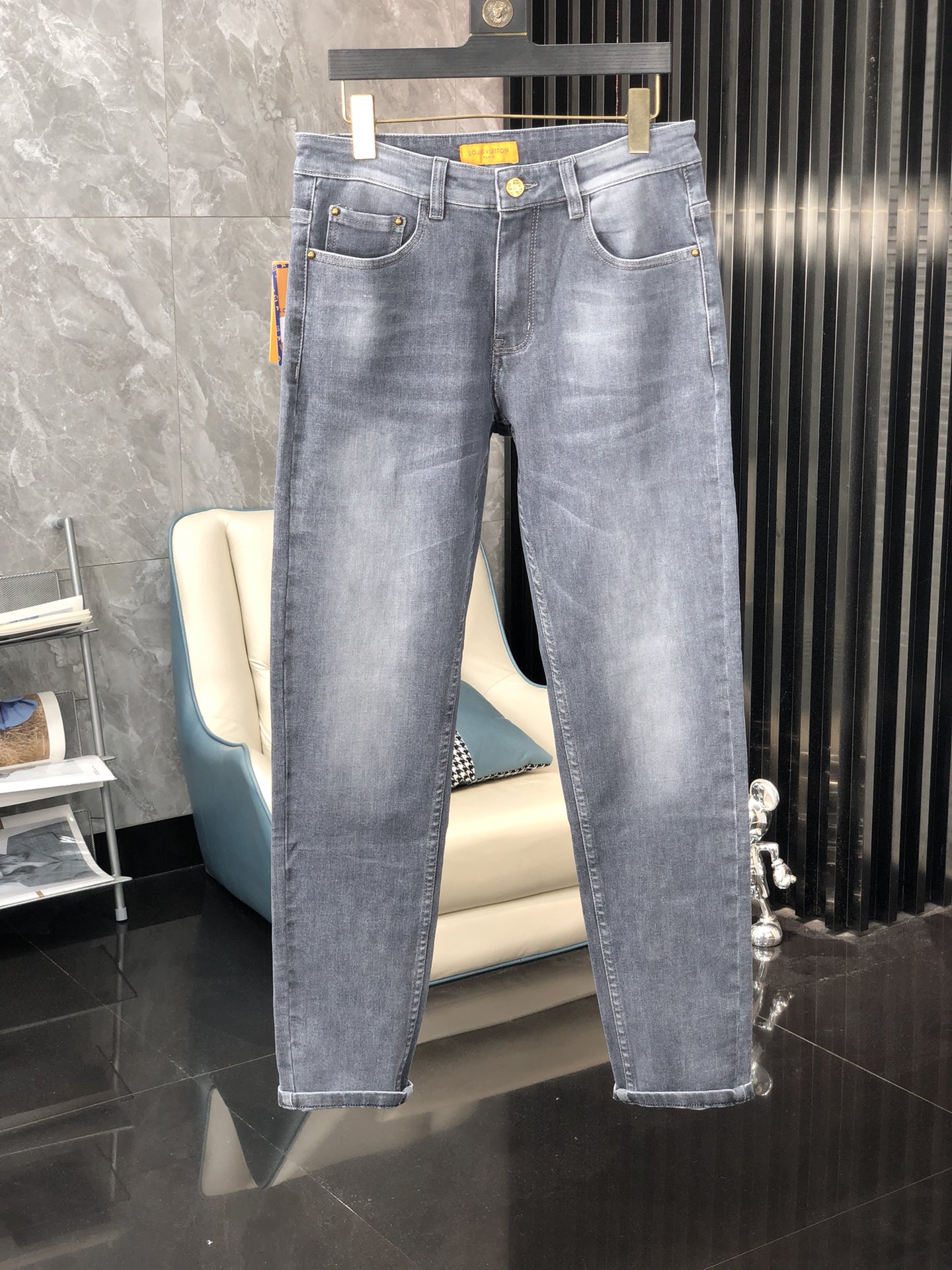 Louis Vuitton Clothing Jeans Men Denim Genuine Leather Fall Collection Fashion